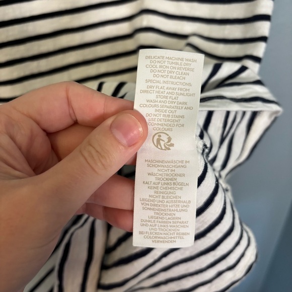 Boden Navy White Stripe Crewneck Mini Dress Short Sleeve Sz 6 Preppy Casual Boho - Picture 10 of 10